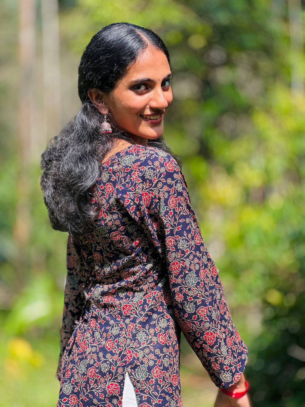 Floral Elegance Cotton Short Kurti