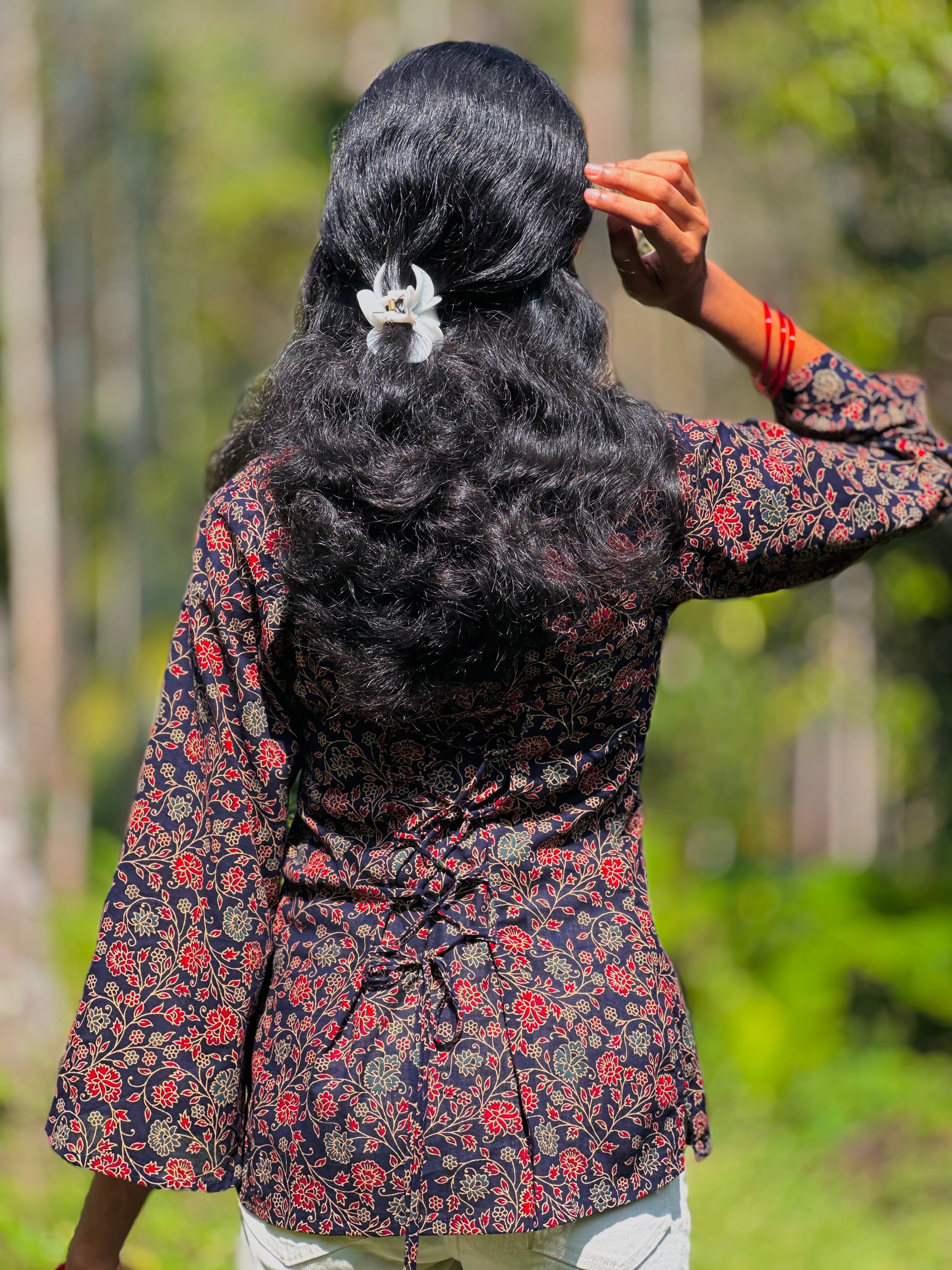 Floral Elegance Cotton Short Kurti