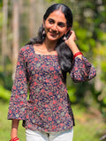Floral Elegance Cotton Short Kurti