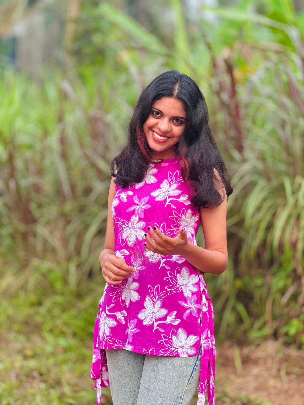 Pink Floral Short Kurta 🌸