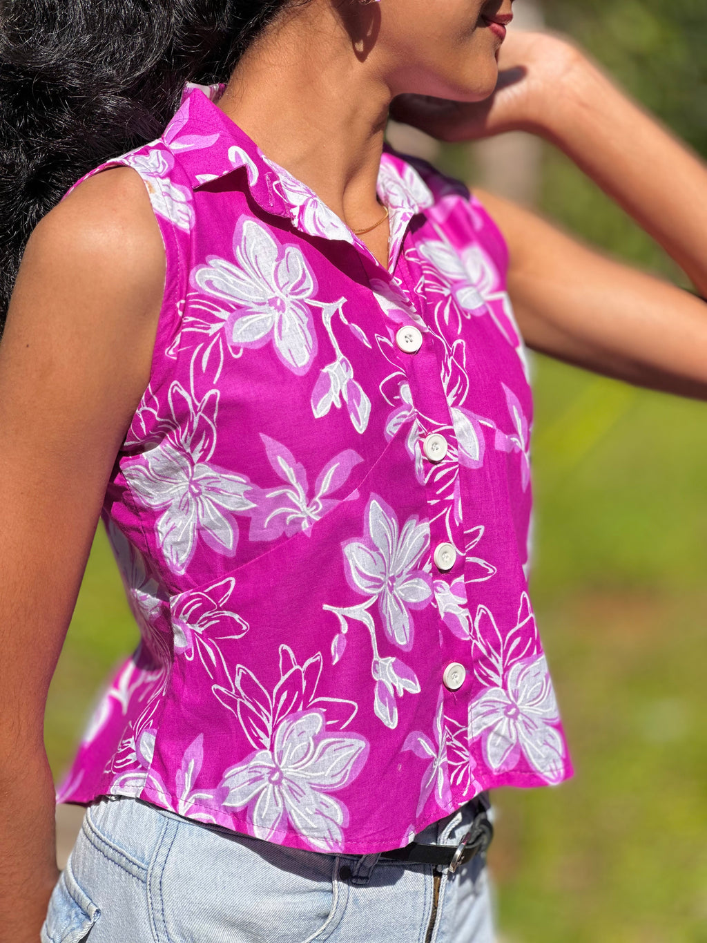 Pink Floral Crop Top 🌸