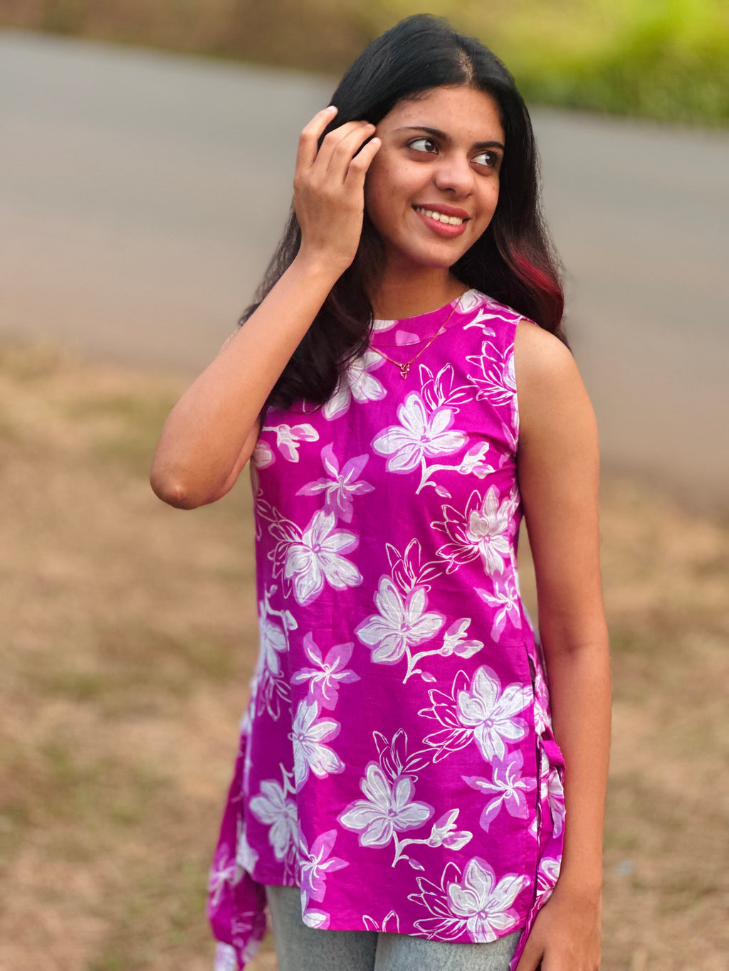 Pink Floral Short Kurta 🌸