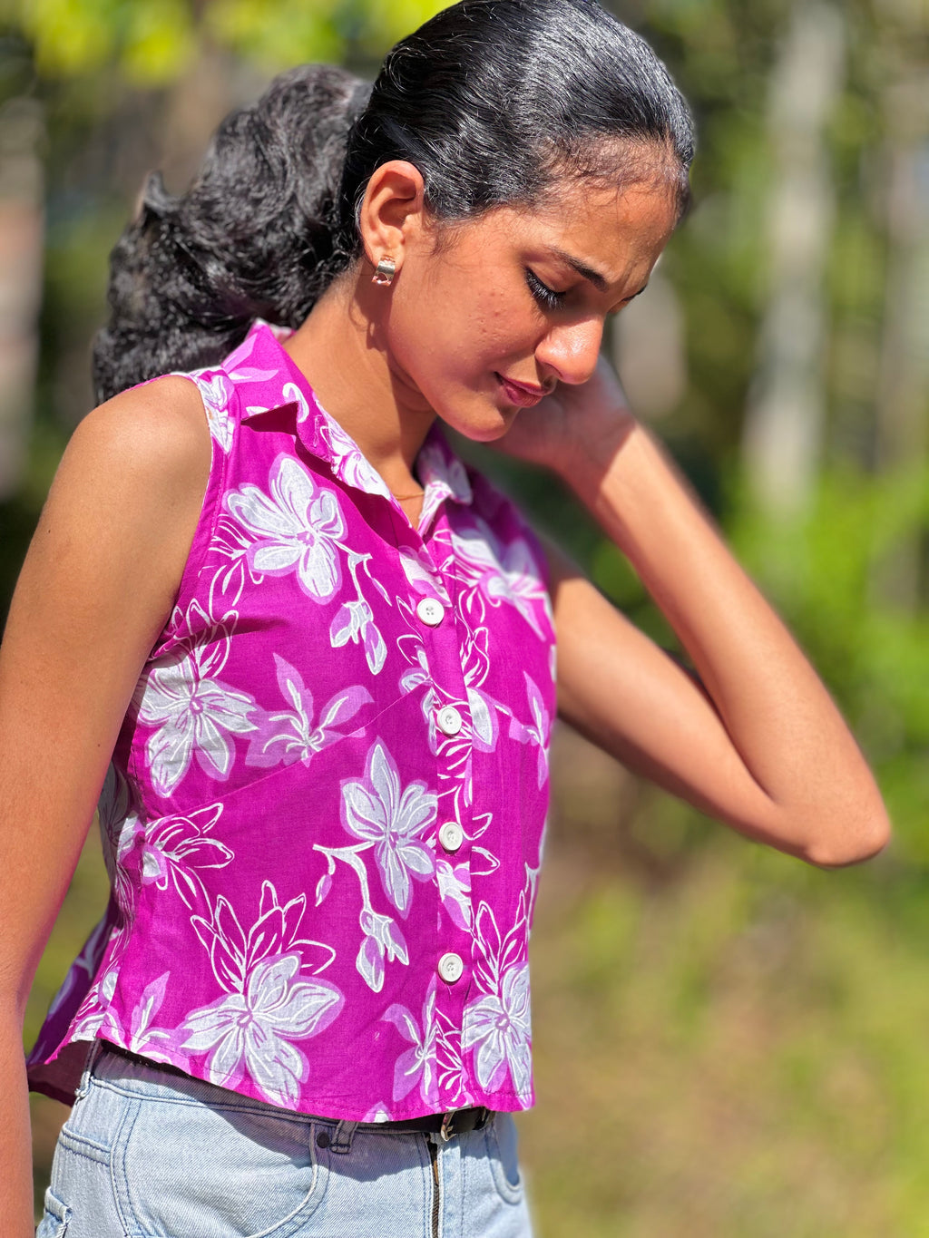 Pink Floral Crop Top 🌸