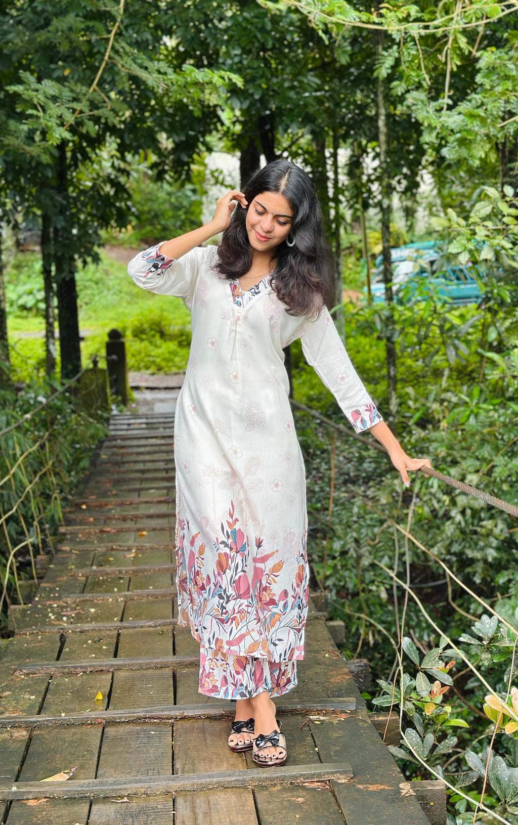 Kurta Set with Pink Floral Print