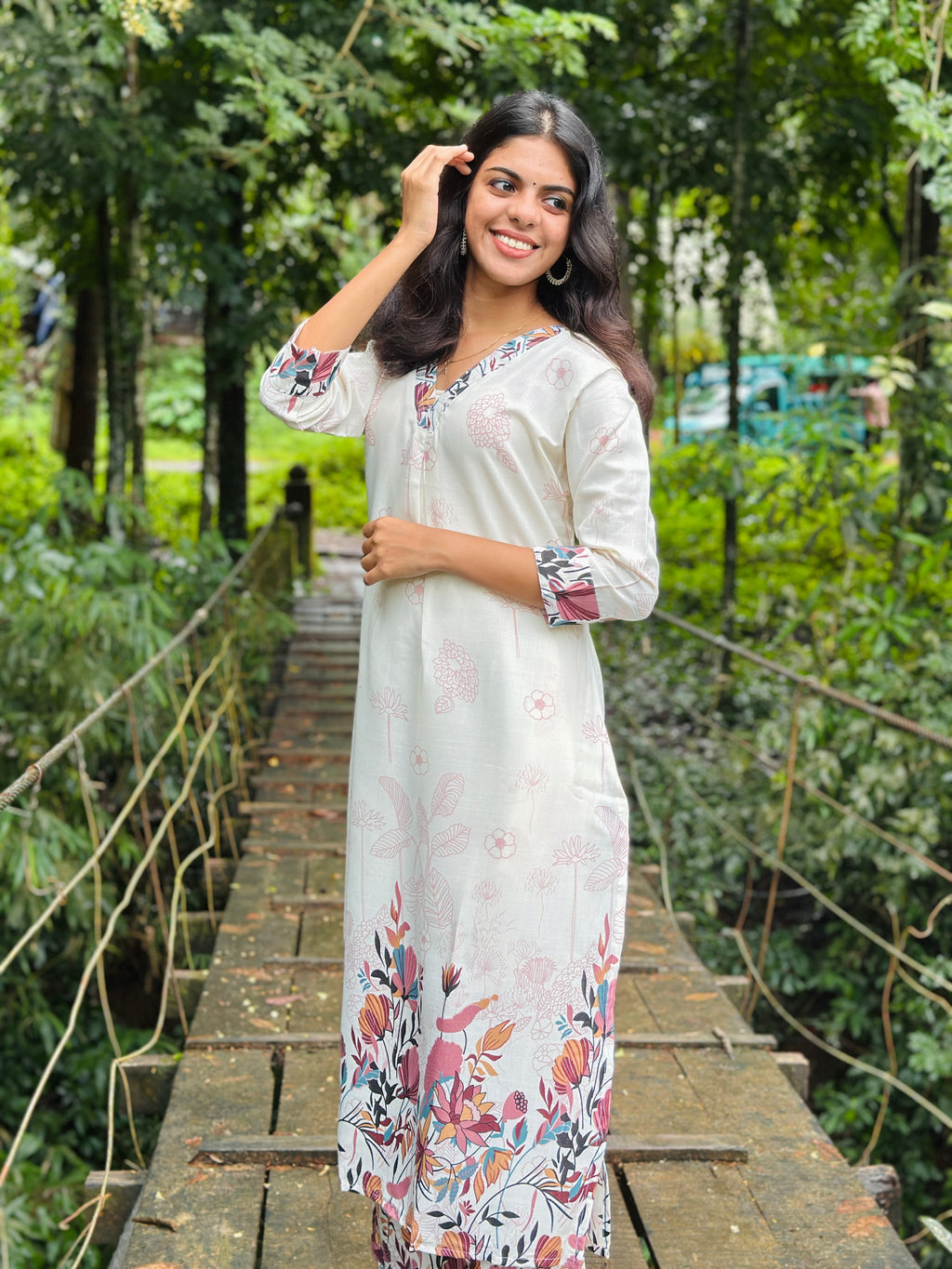 Kurta Set with Pink Floral Print
