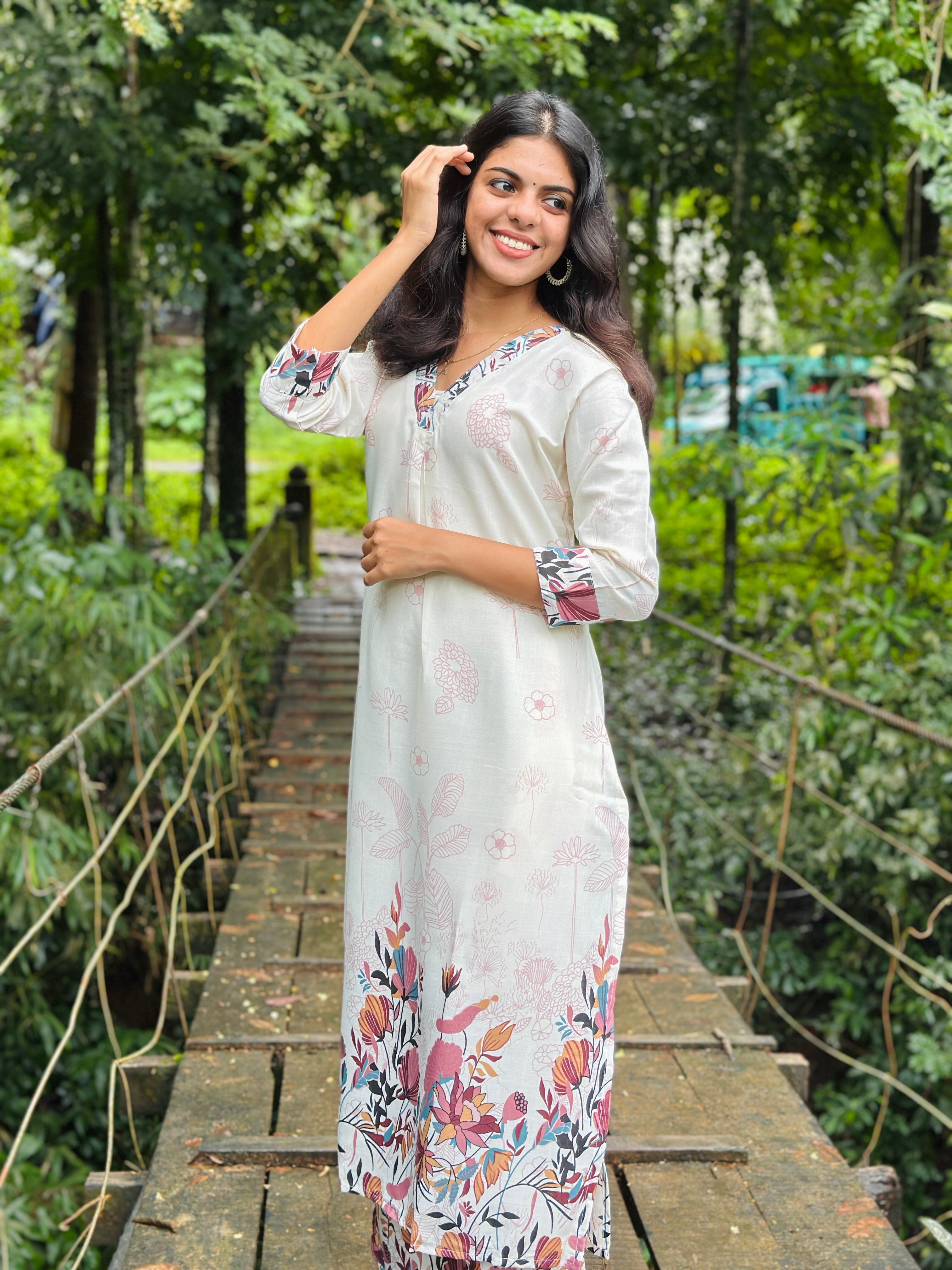 Kurta Set with Pink Floral Print