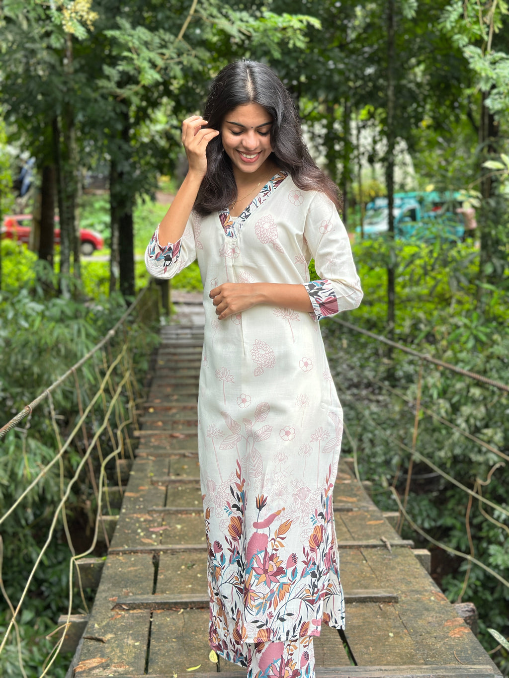 Kurta Set with Pink Floral Print