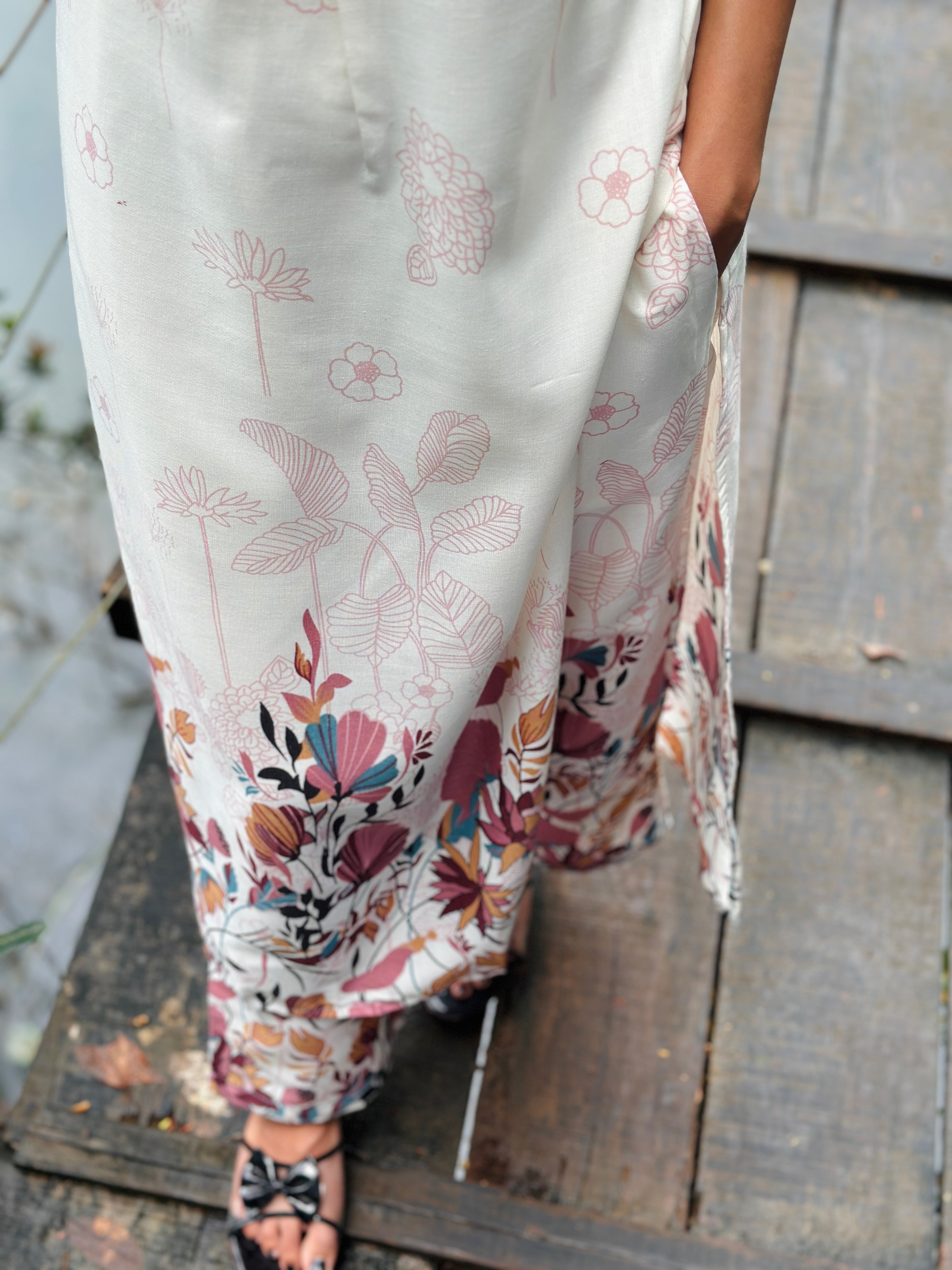 Kurta Set with Pink Floral Print