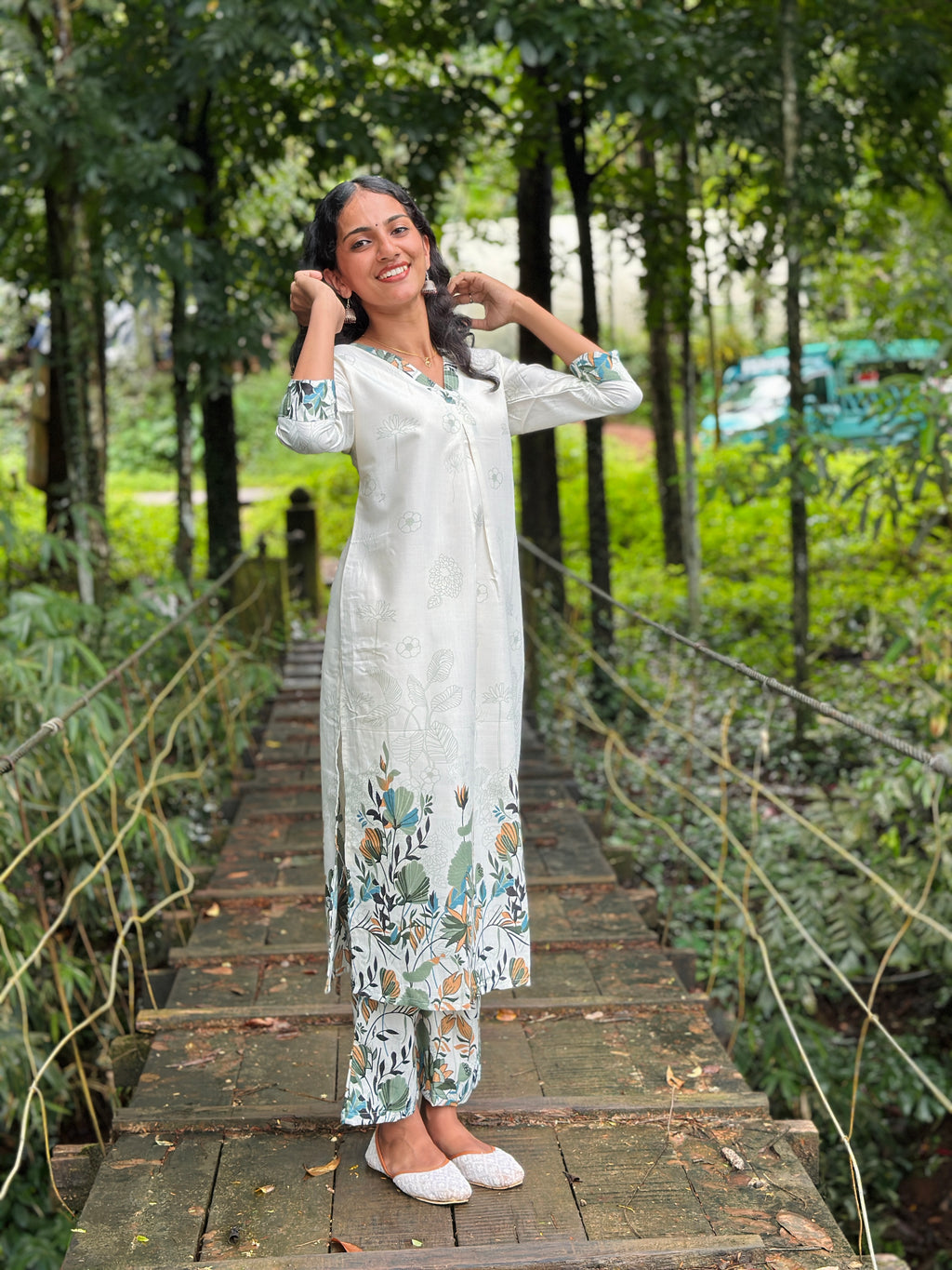 Kurta Sets with Green Floral Prints