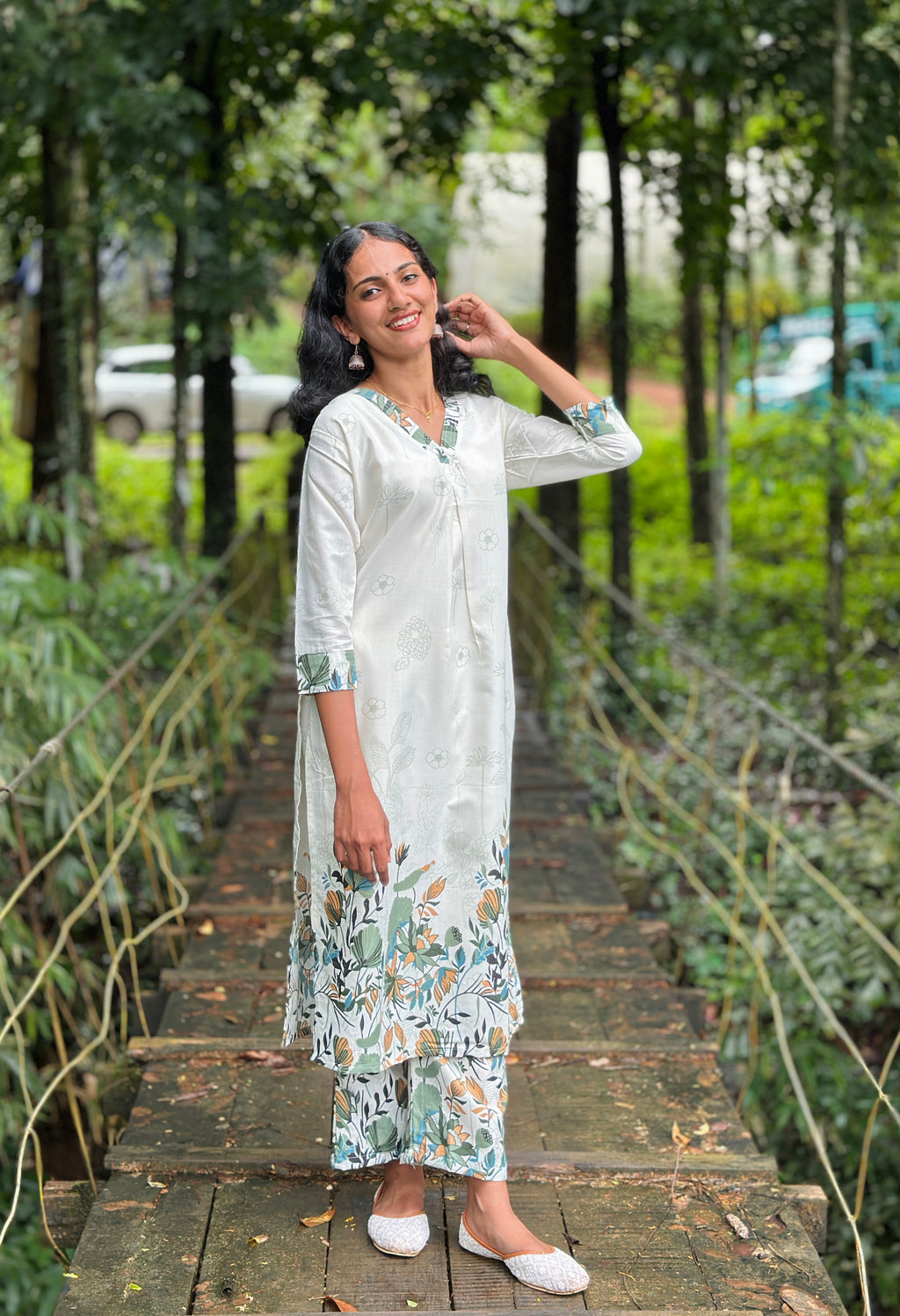 Kurta Sets with Green Floral Prints
