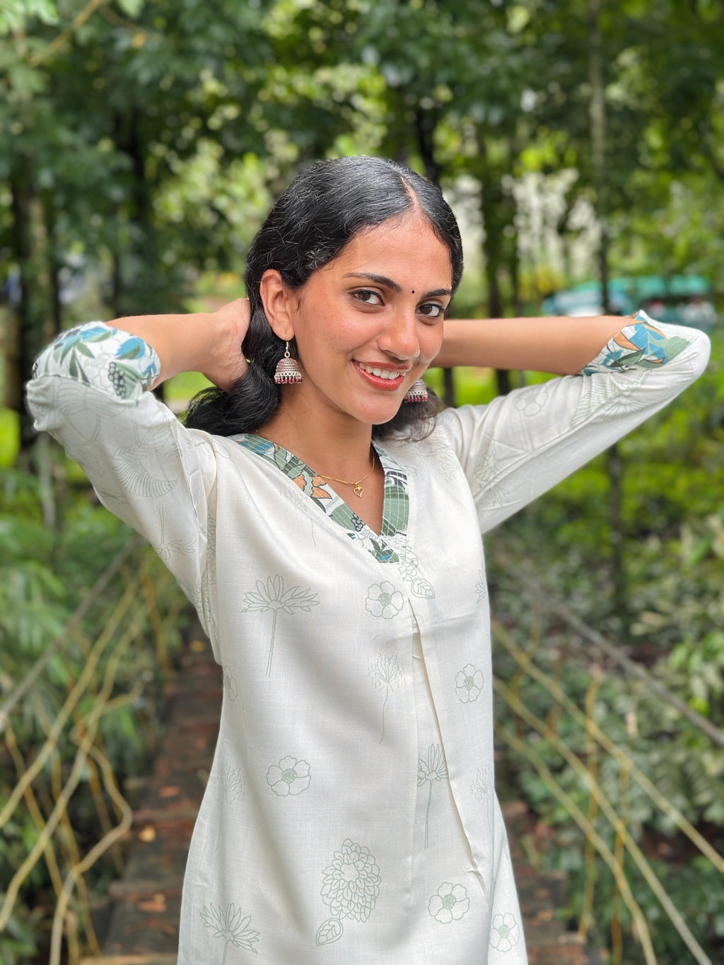 Kurta Sets with Green Floral Prints