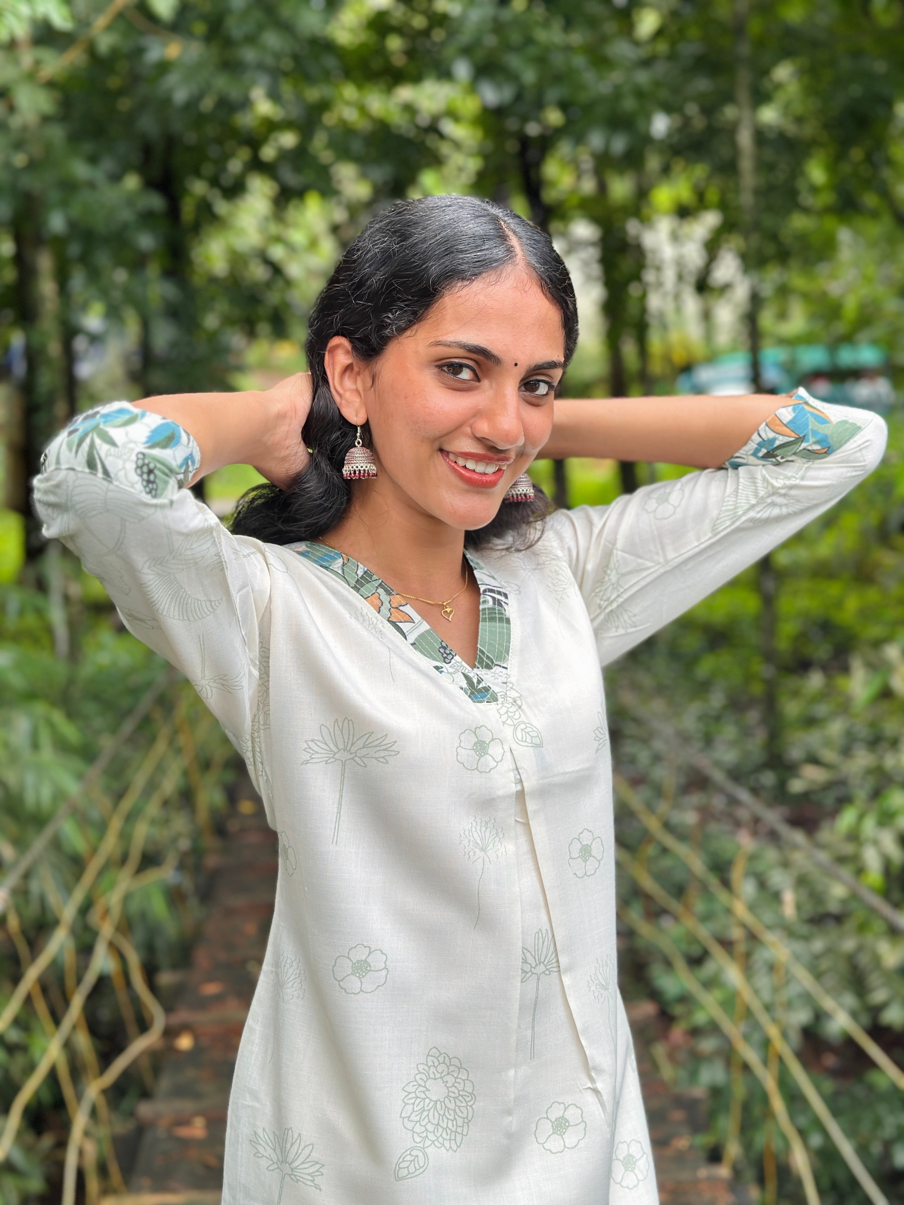 Kurta Sets with Green Floral Prints