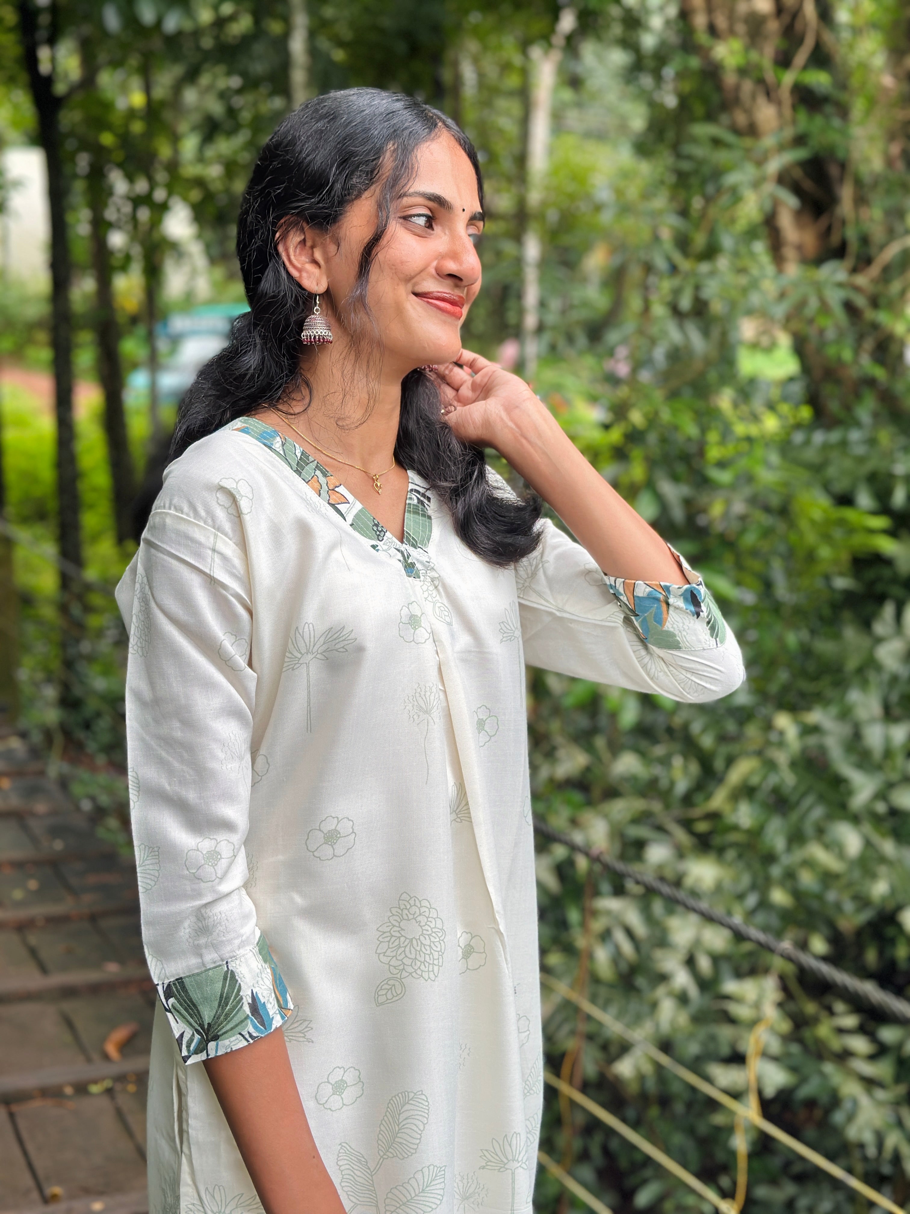 Kurta Sets with Green Floral Prints