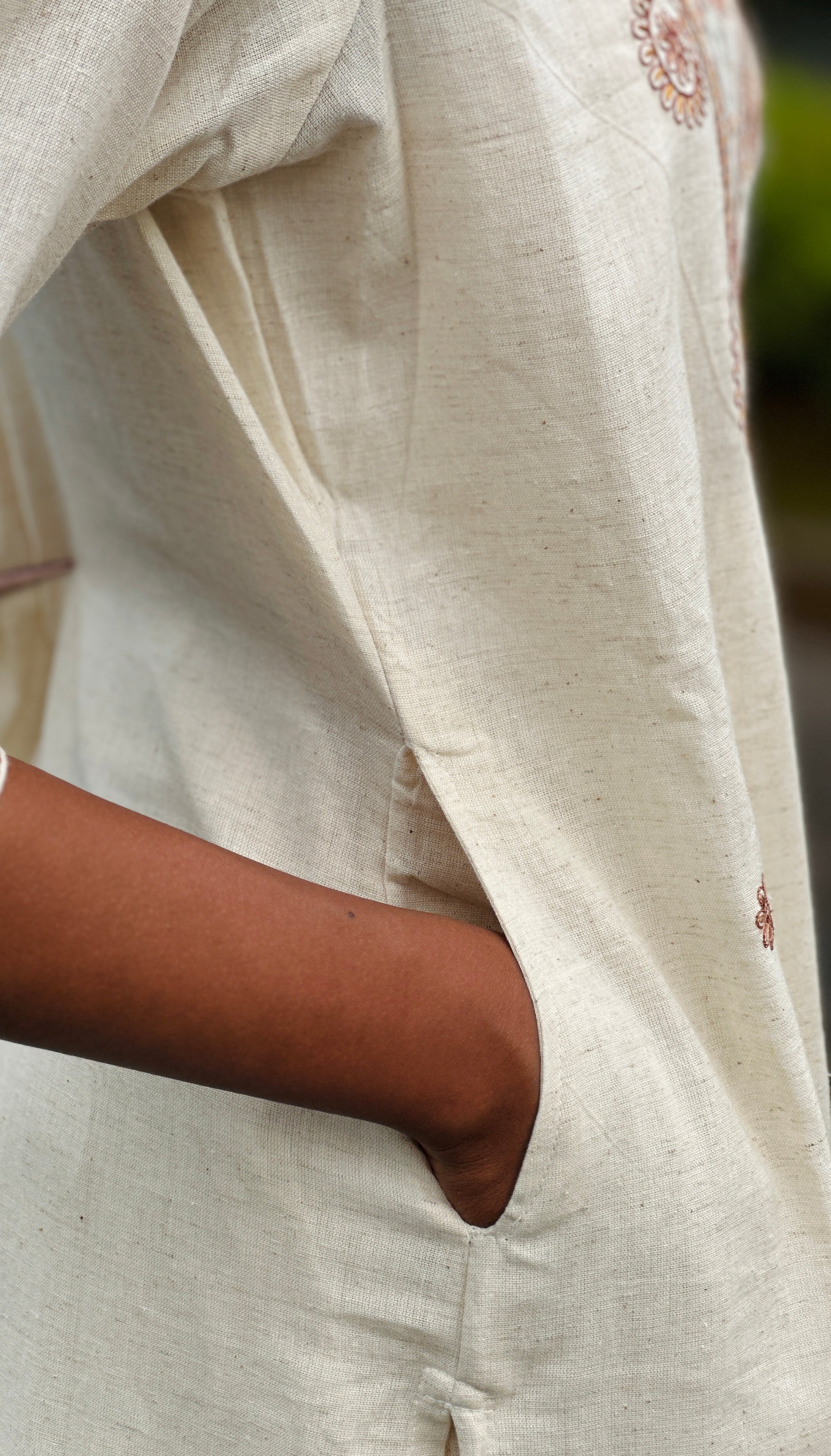 Off-White Embroidered Cotton Flex Co-ord Set