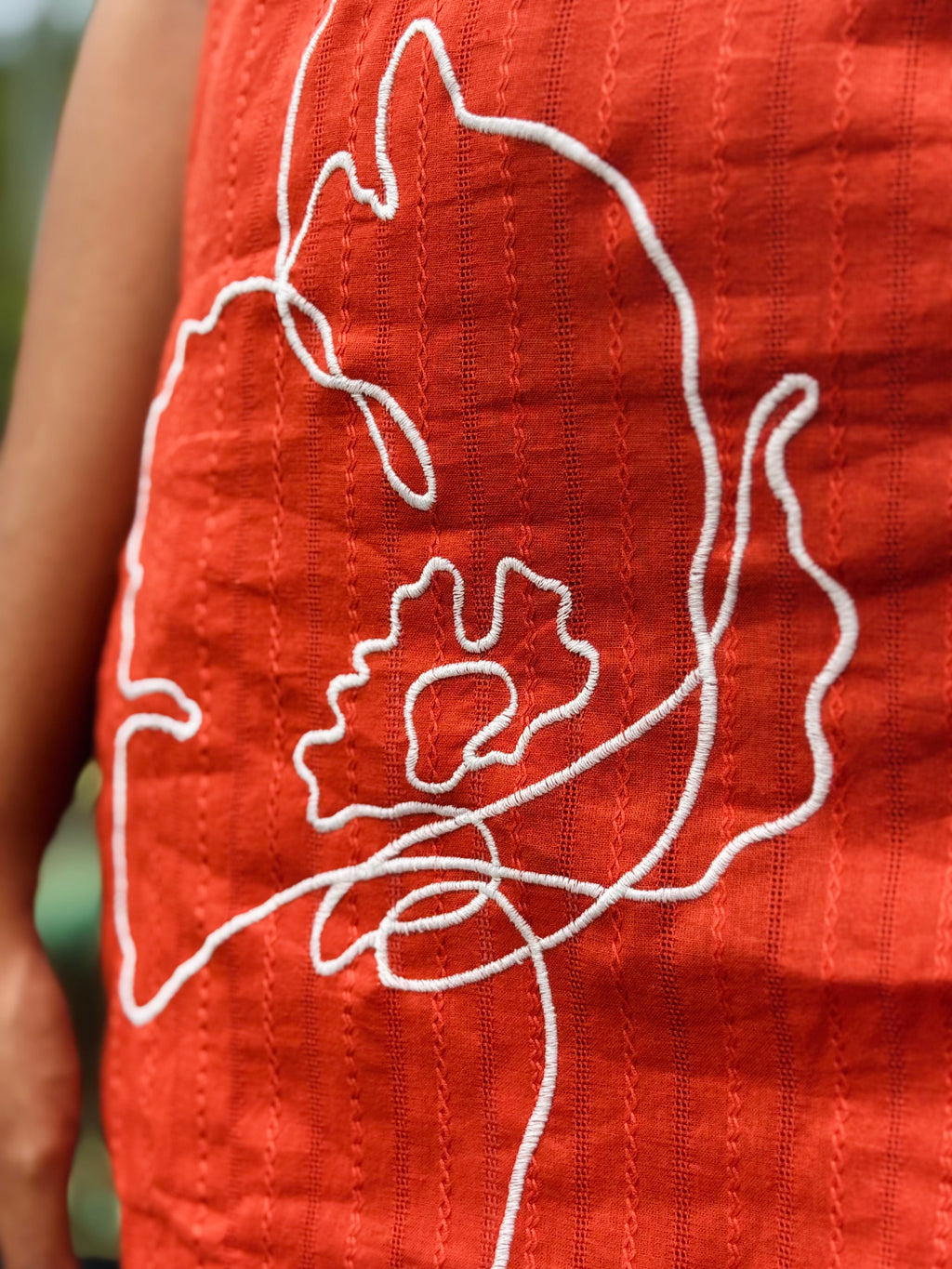 Brick Orange Co-ord set with Floral Embroidery