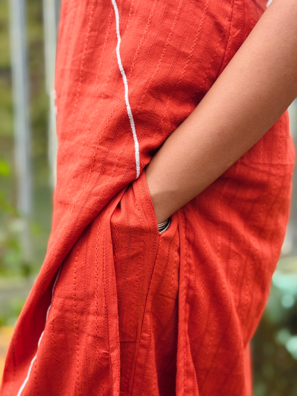 Brick Orange Co-ord set with Floral Embroidery