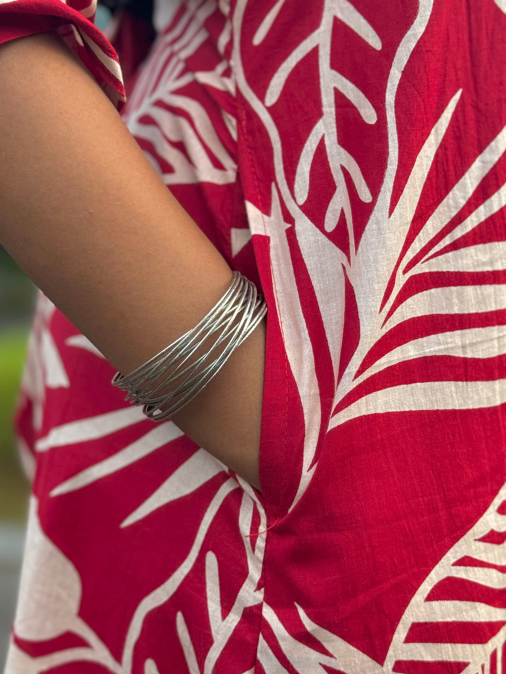 Red Kurta sets with Large Beige Leaf Prints All Over