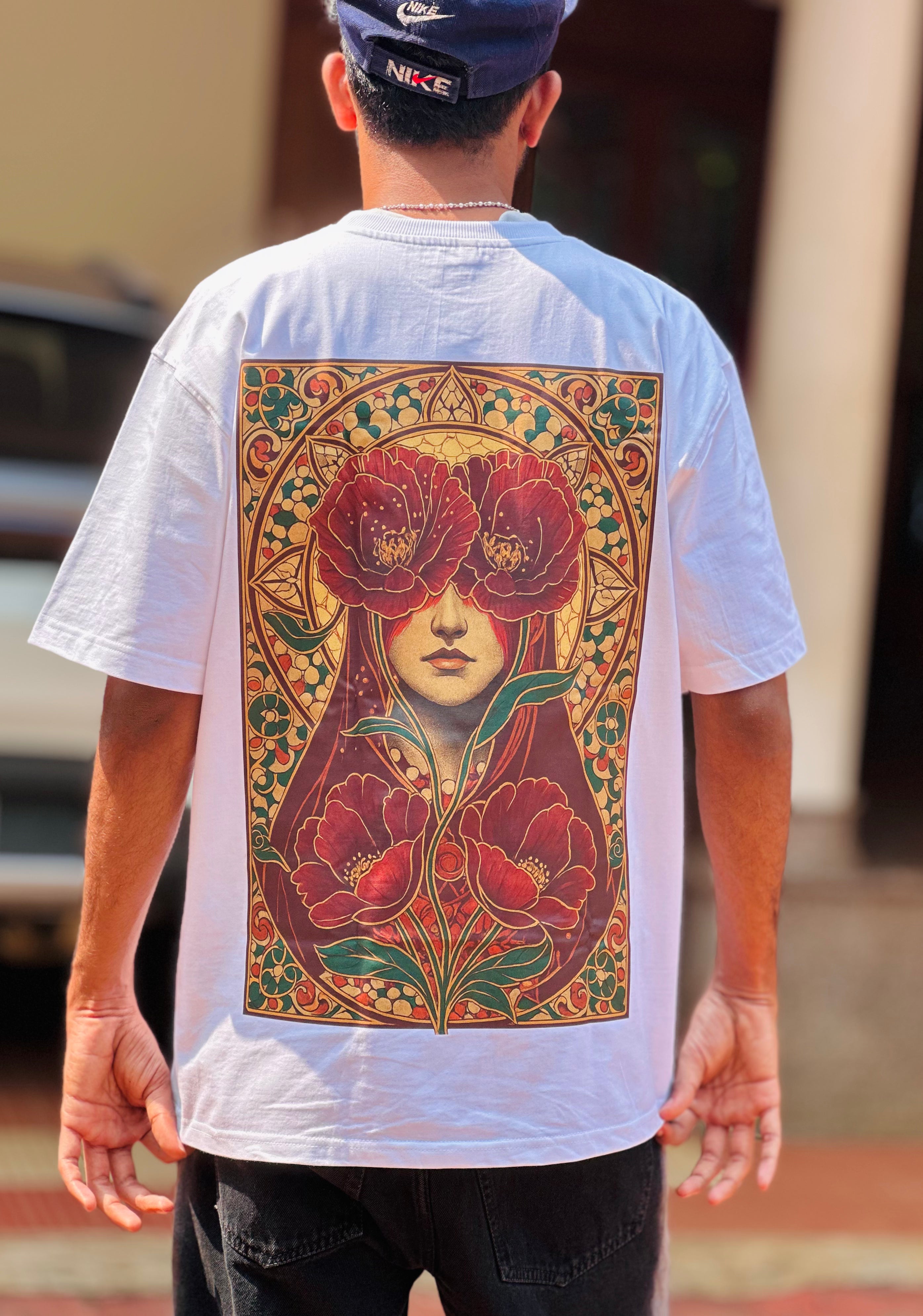 Goddess of Bloom White Oversized Tee